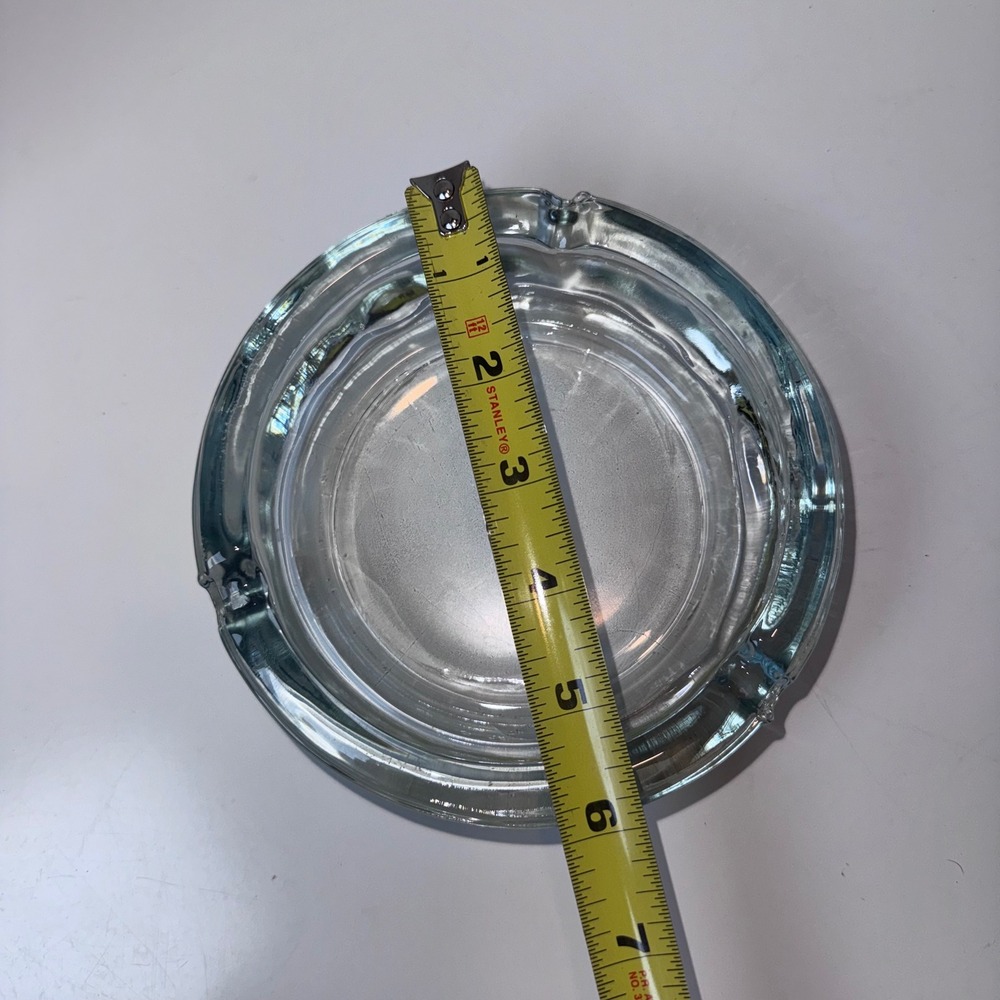 Unbranded Ashtray OS Clear Heavy Round Glass 3 Slot Classic Design